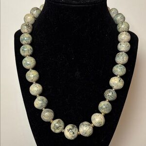Natural Jasper Stone Green Tone Beaded Single Strand Necklace 20”
